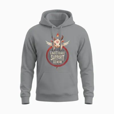 Funny Emotional Support Demon Kawaii Baphomet Goth T-Shirt, Black Unisex Hoodie - Sport Grey