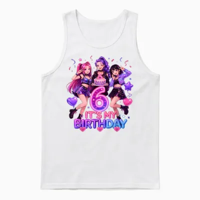 Kids It's My 6th K Pop Birthday Girl 6 Year Old K-Pop Bday Unisex Tank Top - White