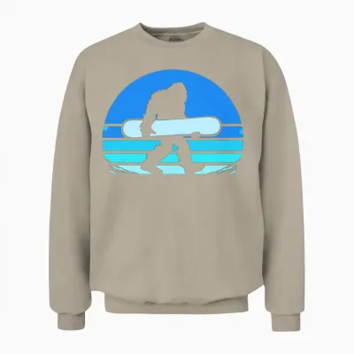 Retro Snowboard Yeti Snowboarding Unisex Sweatshirt - Sand