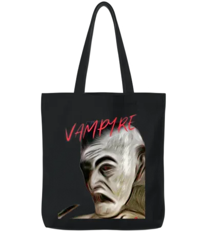 Vintage Vampire, Retro Monsters Series Tote Bags - Black