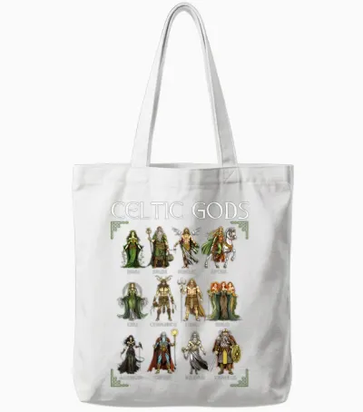 Celtic Mythology Viking Warrior Gods Nordic Irish Scottish T-Shirt, Black, S Tote Bags - White