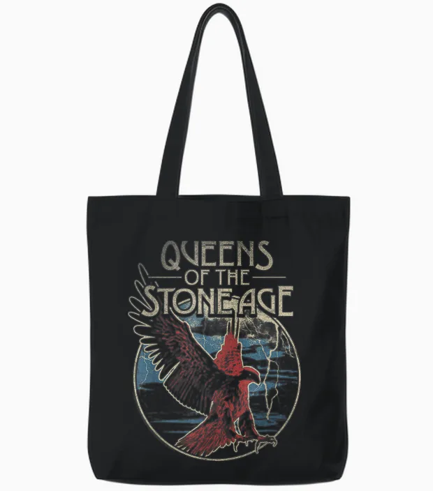 Queens of Stone Age Eagle Wildlife Tote Bags in Black