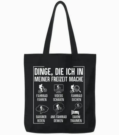 Lustige Fahrrad Shirts Dinge Die Ich in Meiner Freizeit Mache Fahrrad Mountainbike T-Shirt Schwarz Unisex Kinder/erwachsene Kurzarm Klein Tote Bags - Black