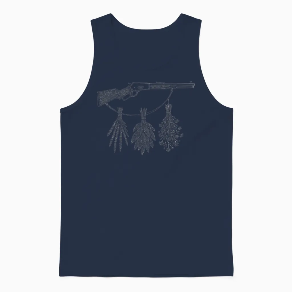 Lever Action Botanicals - Floral & Botanical Unisex Tank Top in Navy