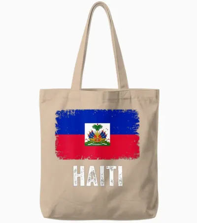 Haiti Haiti Flag 1804 T-Shirt for Men and Women, Black, S Tote Bags - Natural