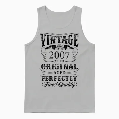 Vintage 2007 Legendary Since 2007 T-Shirt, Grey, S Unisex Tank Top - Ash