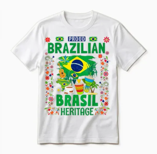 Brazil Flag for Kids - Brazil and Brazil Flag T-Shirt, Yellow, S Unisex T-Shirt in White