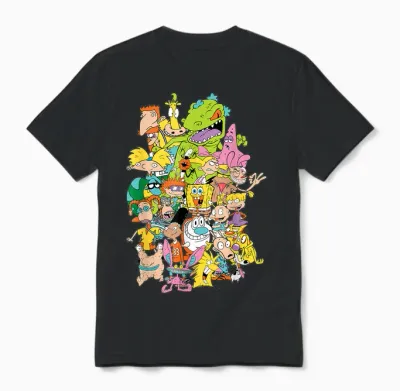 Nickelodeon Complete Nick 90s Throwback Character Unisex T-Shirt - Black