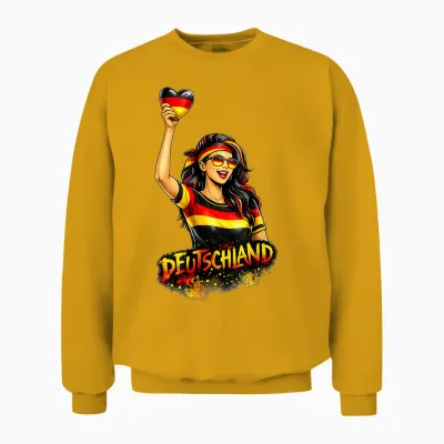 Deutschland T-Shirt Herz Deutsche Flagge Germany Unisex Sweatshirt - Gold