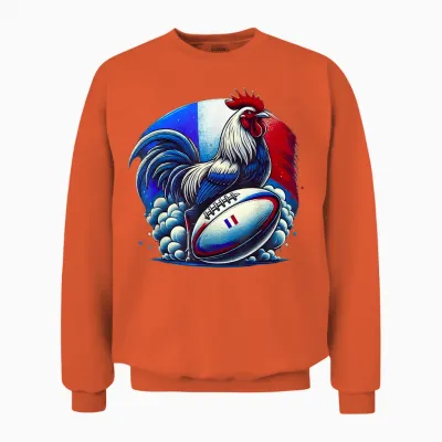 Rugby Hens Rooster Rugby Player Rugbyman Humour Rugby T-Shirt, Black, S Unisex Sweatshirt - Orange