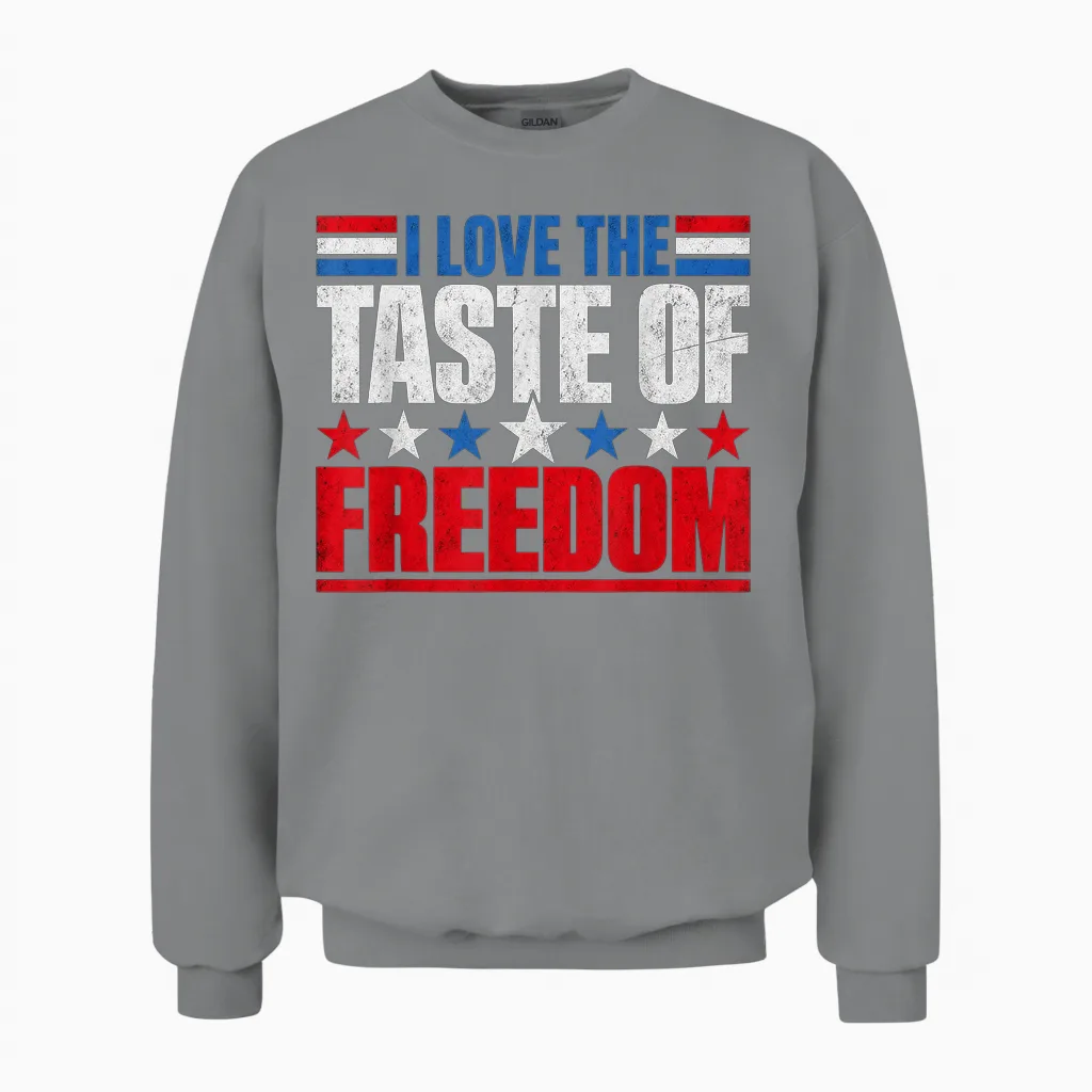 I Love the Taste of Freedom Couple Matching Patriotic Fourth Unisex Sweatshirt in Sport Grey