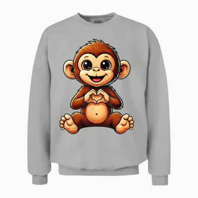 Affe Mit Herz | Süßes äffchen Mit Herzsymbol Unisex Sweatshirt - Ash