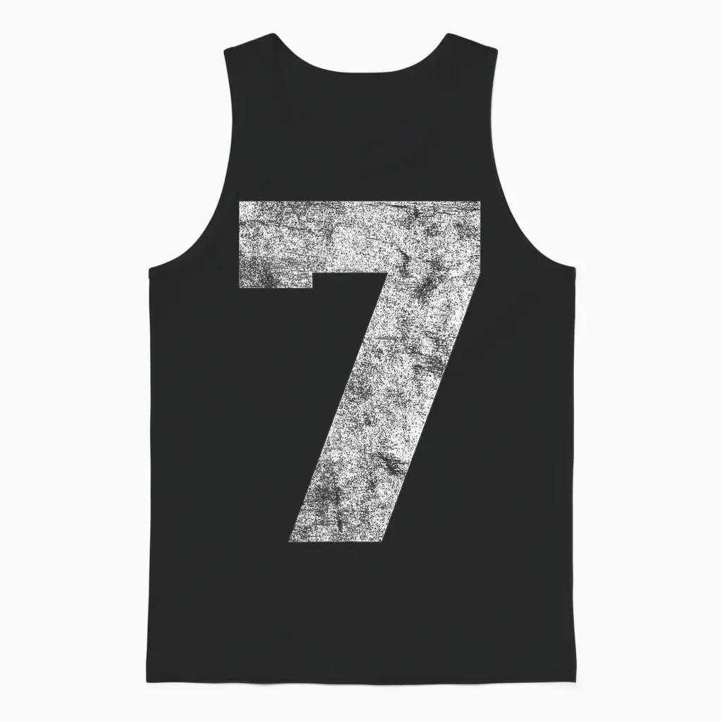Vintage Lucky Number 7 Birthday Sports Player Team Athlete Unisex Tank Top in Black