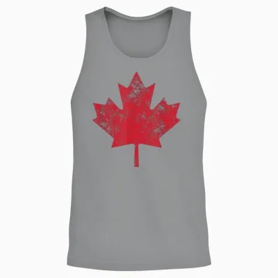 Canada Shirt Women Men Used Look Red Maple Leaf Canada Day T-Shirt, Blue Unisex Tank Top - Sport Grey