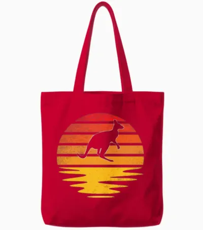 Kangaroo Retro Tote Bags - Red