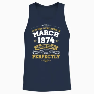 Vintage Aged to Perfection March 1974 Unisex Tank Top - Navy