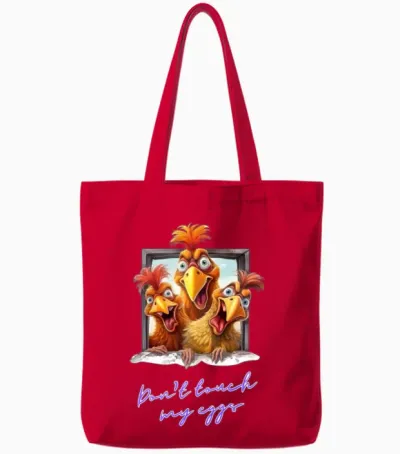 Don't Touch My Eggs Tote Bags - Red