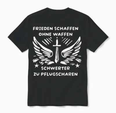 Frieden Schaffen Ohne Waffen Schwerter Zu Pflugscharen Unisex T-Shirt - Black