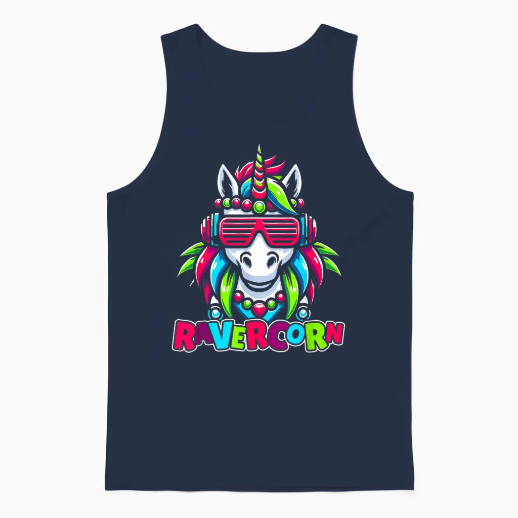Techno Unicorn Music - Party Rave Nightclub Dj Techno Unisex Tank Top in Navy