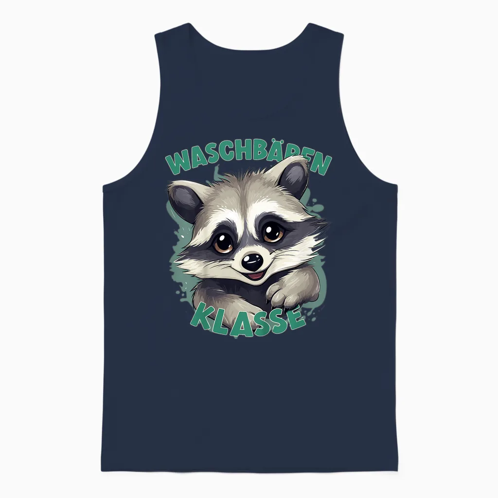 Children's Raccoon Class in Primary School T-Shirt, Black Unisex Tank Top in Navy