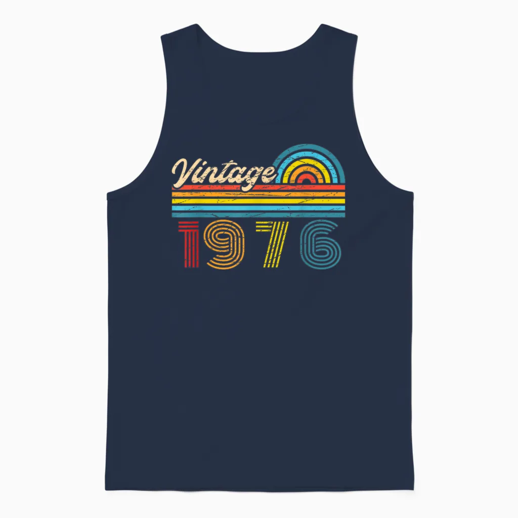 Original 1976 Vintage Anniversaire 50 Ans Pour Hommes Femmes Unisex Tank Top in Navy