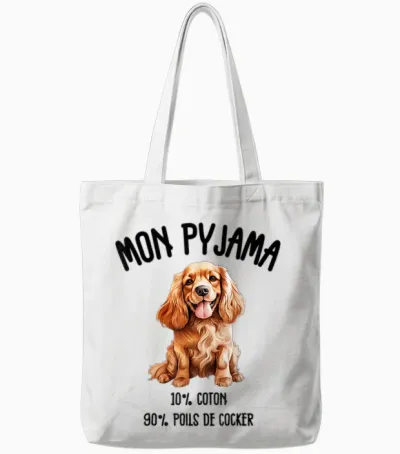 Cocker Cadeau Humour Pyjama Chien Cocker T-Shirt, White Tote Bags - White