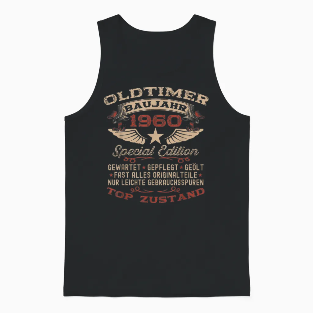 Geschenk Zum 66. Geburtstag Jahrgang 1960 Oldtimer Lustiges Unisex Tank Top in Black