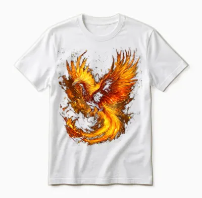 Phoenix Mythical Fantasy Illustration Phoenix T-Shirt, Black, S Unisex T-Shirt - White
