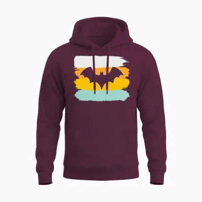 Bat Retro Unisex Hoodie - Maroon