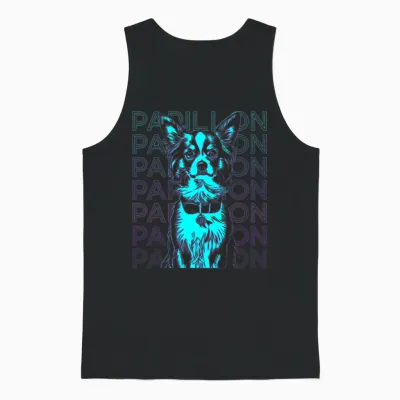 Papillon Dog Retro Unisex Tank Top - Black