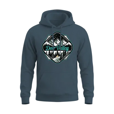 Retro Deer Valley Ski Unisex Hoodie - Dark Heather