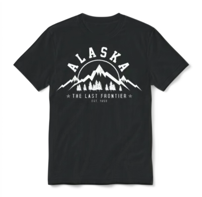 Alaska the Last Frontier Est 1959 Mountains Nature Unisex T-Shirt - Black