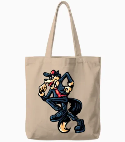Retro Dancing Wolf Tote Bags - Natural