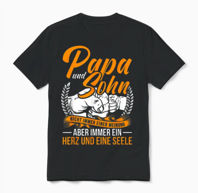 Papa Und Sohn Vater Sohn Partner Look Spruch Vatertag Unisex T-Shirt in Black