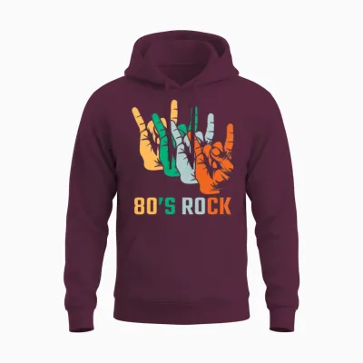 80's Rock - Retro Style Unisex Hoodie - Maroon
