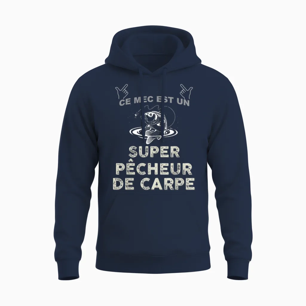 Ce Mec Est Un Super Pêcheur De Carpe Humour Unisex Hoodie in Navy