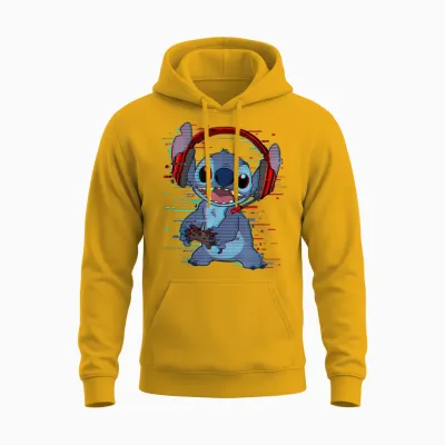 Disney Lilo & Stitch Gamer Glitch Headset and Controller Unisex Hoodie - Gold