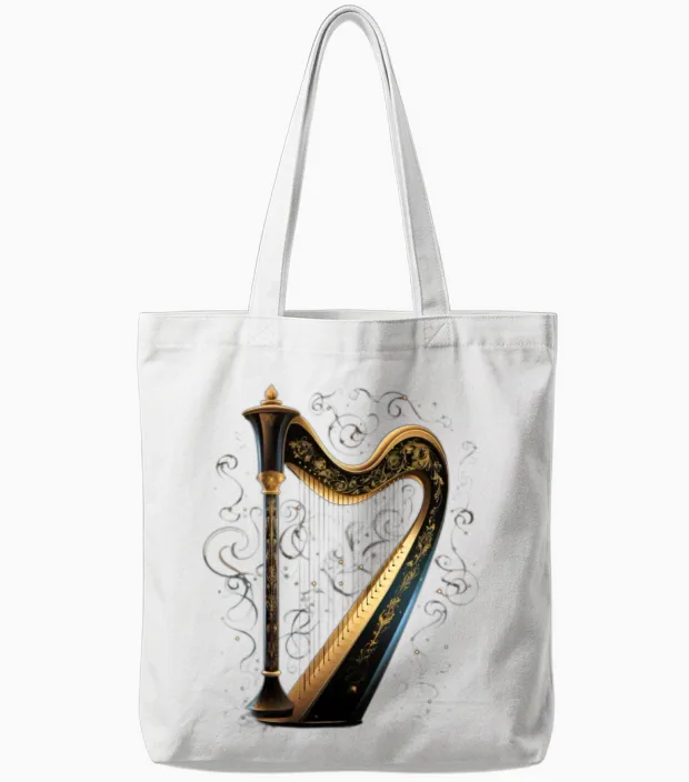 Harp Harpist Music Harp Player Musician Tote Bags in White