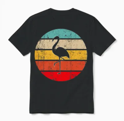 Flamingo Retro Unisex T-Shirt - Black