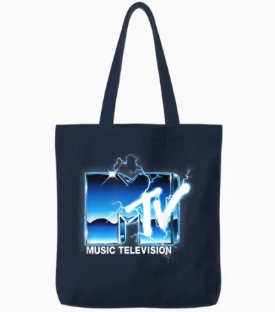 Mtv Logo Lightning Heavy Metal Hard Rock Music Electric Mtv Tote Bags - Navy