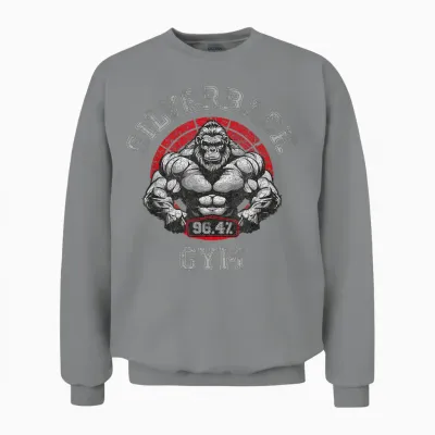 96.4% Silverback Gorilla, Gym Wear, Bodybuilding, Strong T-Shirt, Black, S Unisex Sweatshirt - Sport Grey