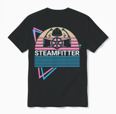 Steamfitter Steam Fitter Retro Unisex T-Shirt - Black