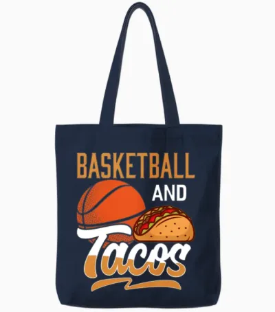 Basketball and Tacos Funny Basketball Coach Sport Tote Bags - Navy