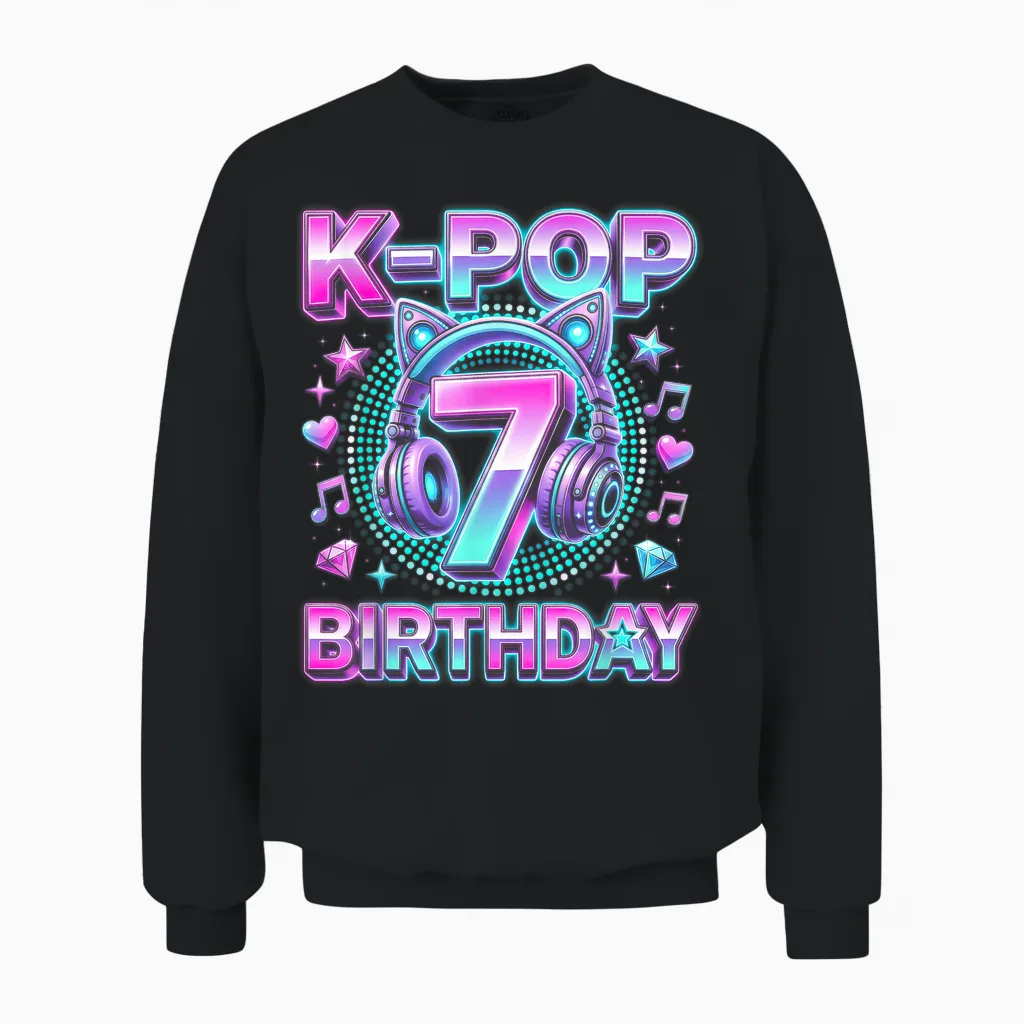 K-Pop 7. Geburtstag Mädchen 7 Jahre Alt Koreanische Musik Unisex Sweatshirt in Black