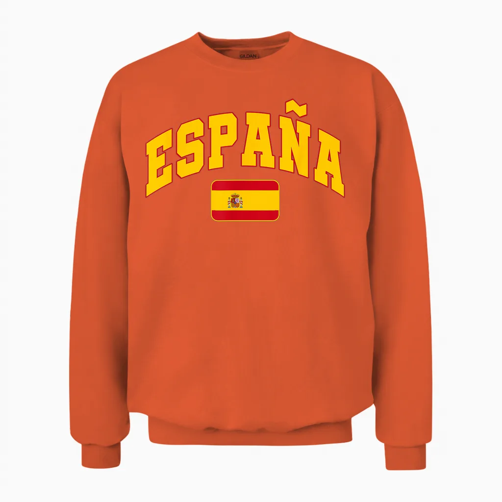 Espana Flag Spain Pride Design Unisex Sweatshirt in Orange
