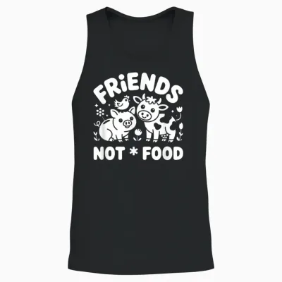 Friends Not Food - Funny Vegan Unisex Tank Top - Black