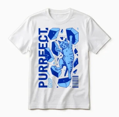 Purrfect Grip Cat Klettern Abenteuer Unisex T-Shirt - White