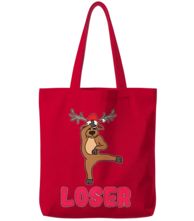 Reindeer Loser Dance Battle Royal Christmas Gift Tote Bags - Red