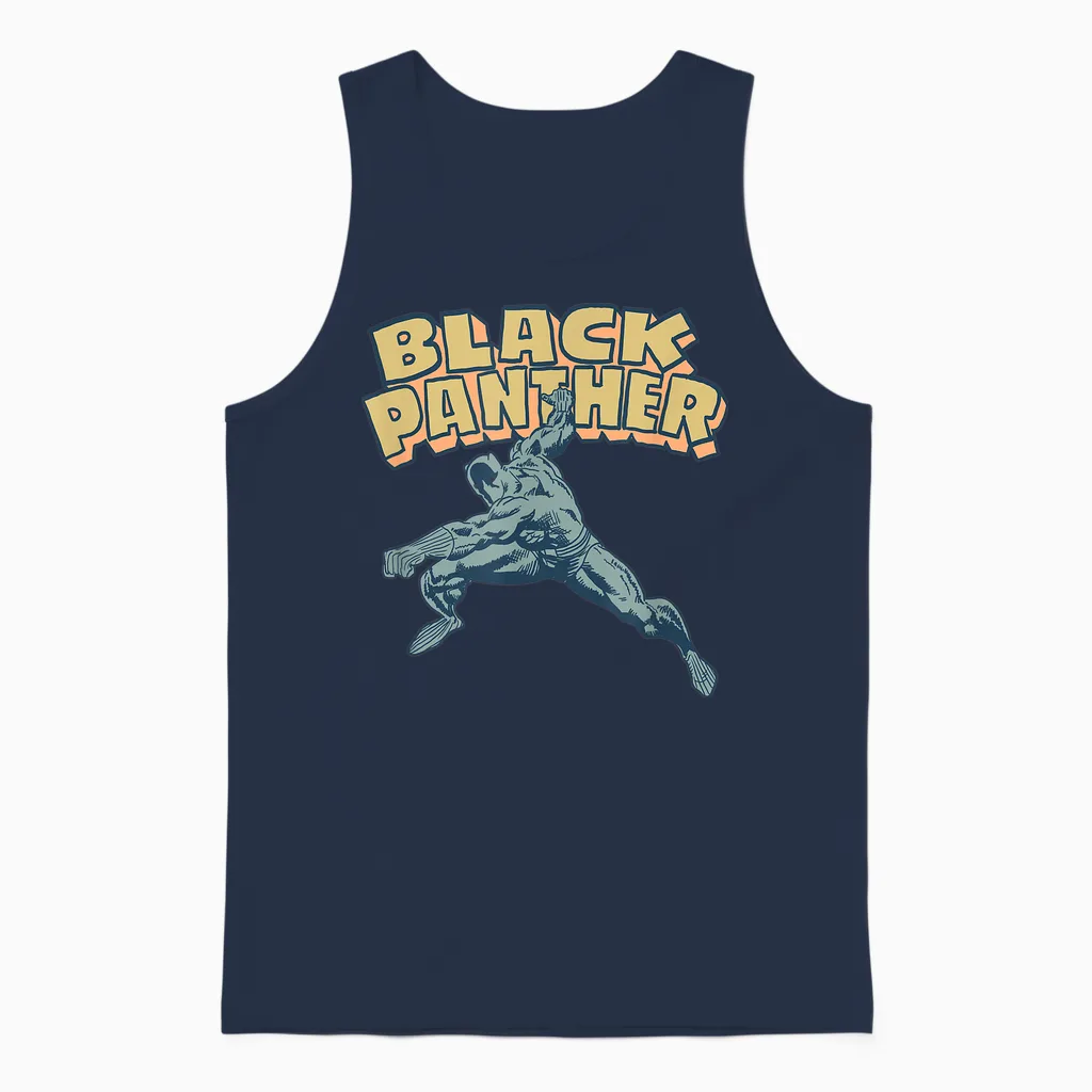 Amazon Essentials Men's Marvel Black Panther Comic Pose T-Shirt, Black, Small Unisex Tank Top in Navy