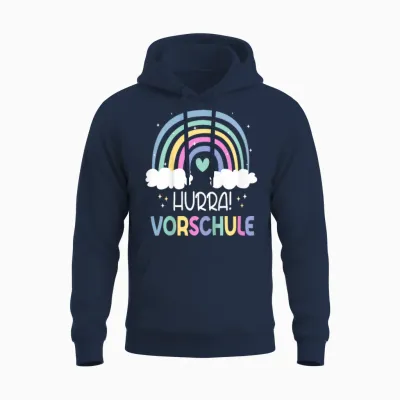Kinder Hurra Vorschule Regenbogen 2026 Vorschulkind Unisex Hoodie - Navy